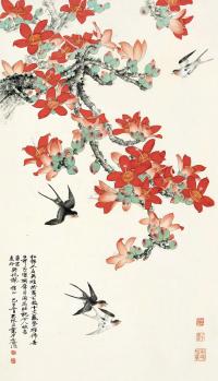 俞致贞 刘力上 己巳（1989）年作 红棉雀鸟 镜片