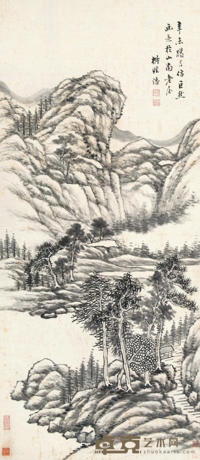 王学浩 辛未（1811）年作 溪山无尽 立轴 106×44cm