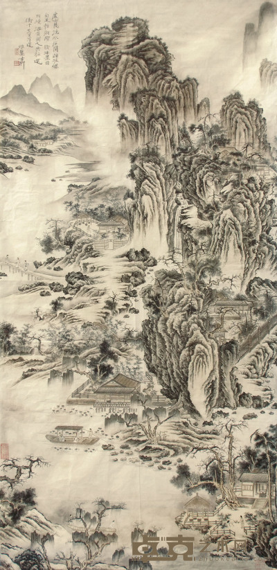 秦古柳 山水 立轴 172×80cm