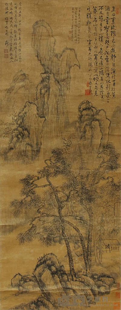 倪元璐 山水 立轴 125×55cm