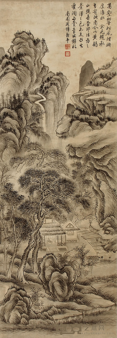 恽寿平 山水 立轴 108×36cm