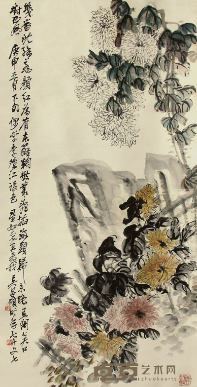 吴昌硕 花卉 立轴 129×65cm