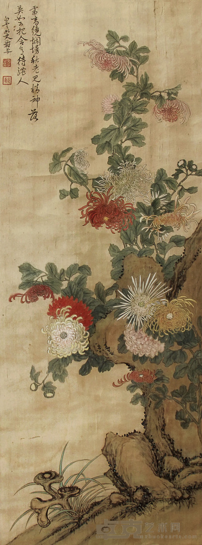 恽寿平 花卉 立轴 108×40cm