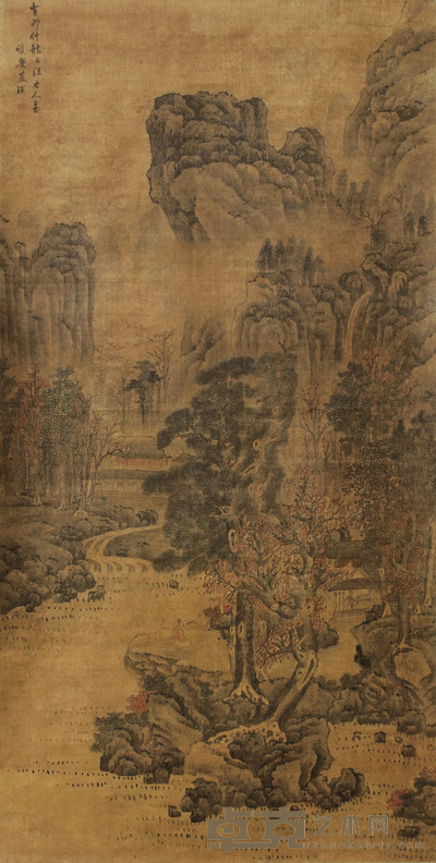蓝瑛 秋山红树图 立轴 194×98cm