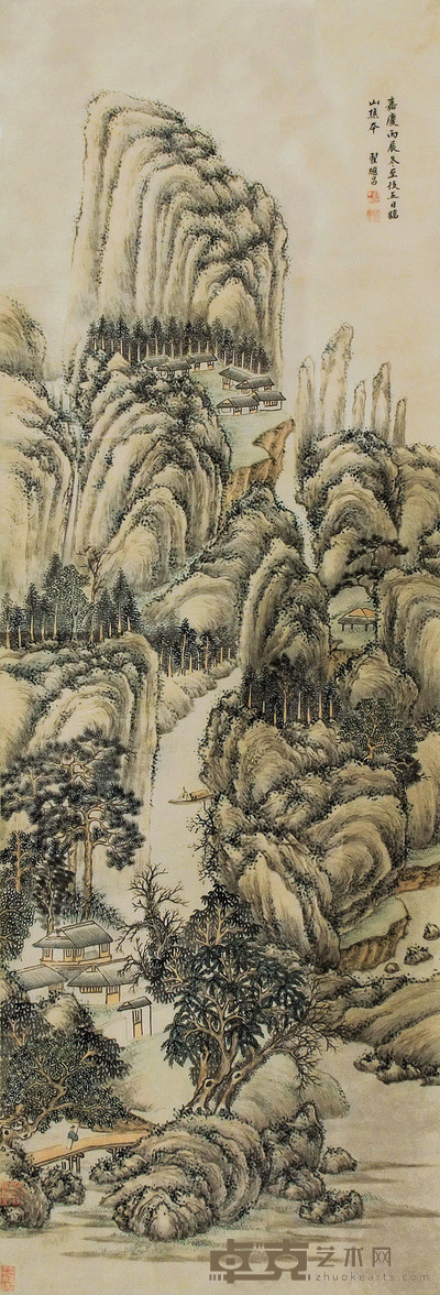 翟继昌 山水 立轴 134×44cm
