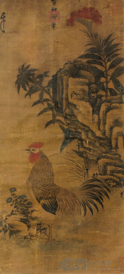 宋徽宗 鸡 立轴 115×52cm