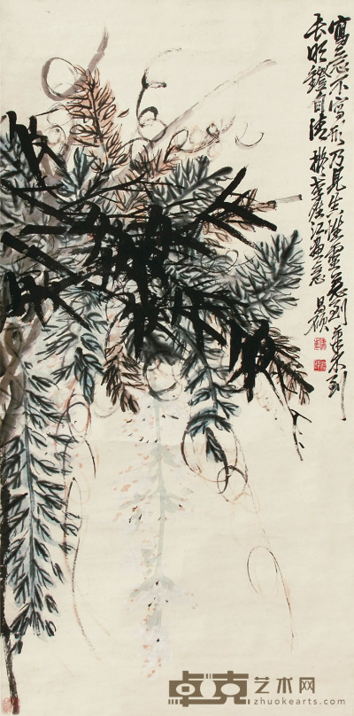 吴昌硕 花卉 立轴 128×62cm