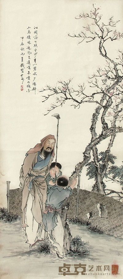 钱慧安 人物 立轴 98×43cm