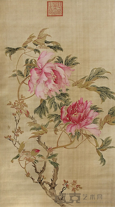 慈禧太后 花卉 立轴 81×45cm