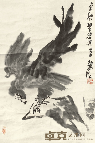 欧阳龙 鹰 立轴 67×45cm