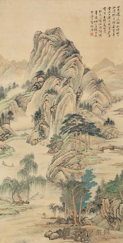 汪琨 己卯（1939）年作 清江渔隐 立轴 68×34cm