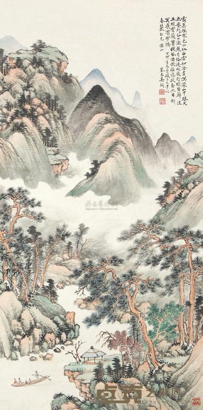 吴琴木 丁卯（1927）年作 霜叶轻寒 立轴 103×51cm