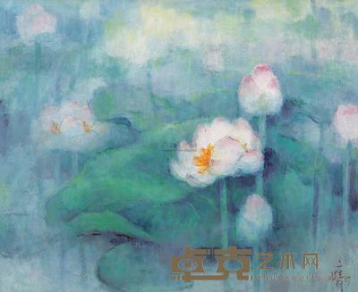 朱膺 1991年作 雾锁荷影 73×60cm