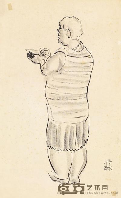 常玉 1920年代末作 胖妇人的背影 45.1×27.3cm