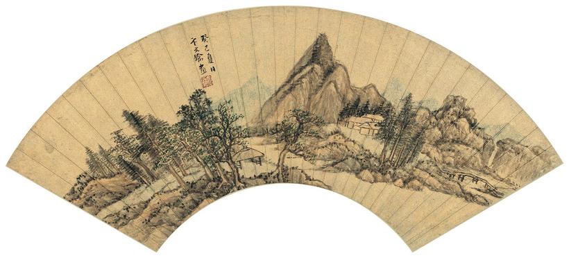 卞文瑜 癸巳（1653年）作 秋树茅亭 扇面