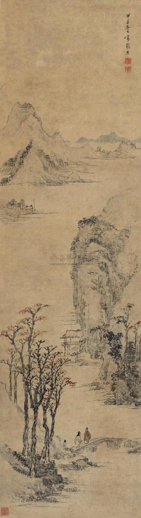 张宏 甲子（1624年）作 寻幽图 镜心