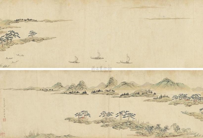 文点 壬戌（1682年）作 渔乐图 手卷