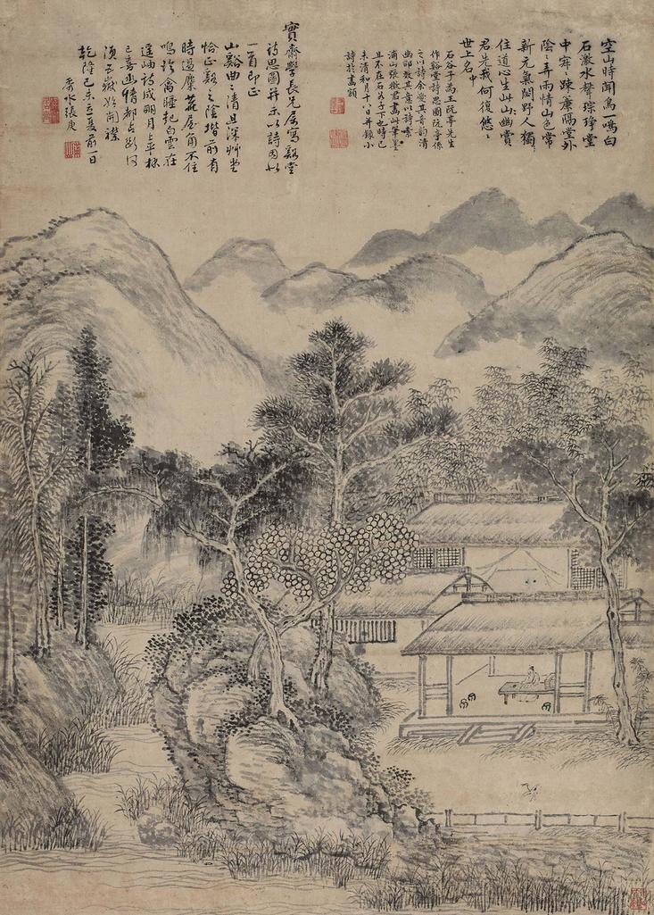 张庚 己未（1739年）作 溪堂诗思图 立轴