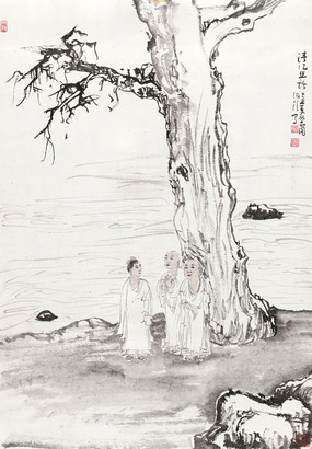 林海钟 清江幽话 纸本  立轴