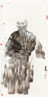 赵建成 齐白石画像 纸本  镜片