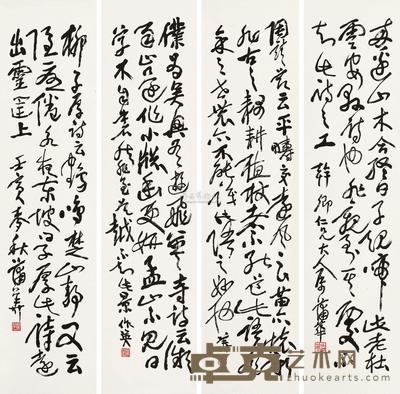 蒲华 壬寅（1902）年作 草书 （四幅） 四屏屏轴 136.5×33.7cm×4