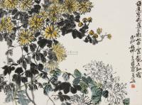 吴昌硕 戊申（1908）年作 菊艶图 镜框