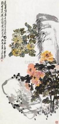 吴昌硕 丙辰（1916）年作 菊石图 立轴