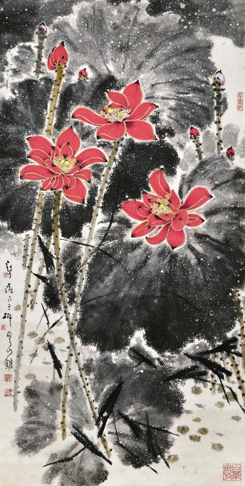 郑乃珖 荷花 镜片