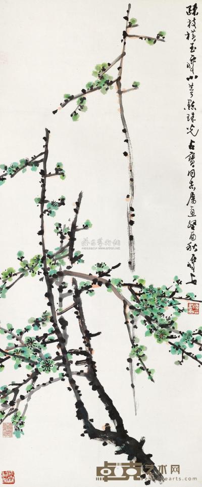 尹瘦石 癸酉（1993）年作 梅花 立轴 101×42cm
