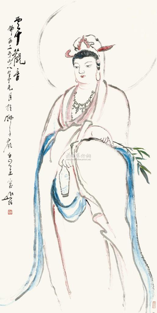 圆霖 云中观音 立轴