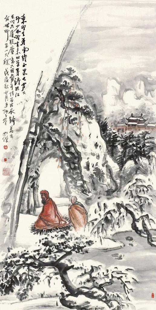 圆霖 达摩授法图 镜心