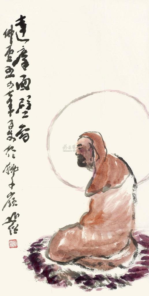 圆霖 达摩面壁图 镜心