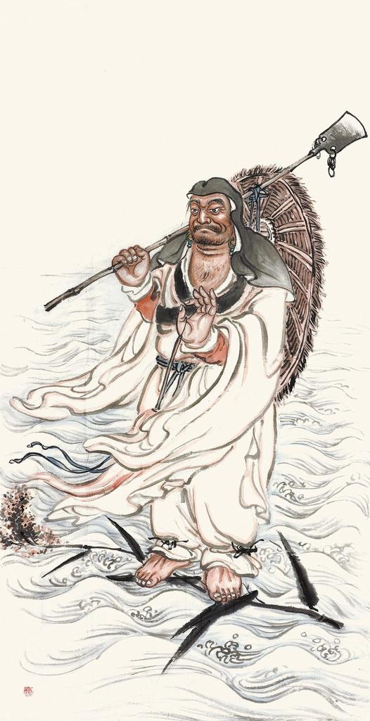 圆霖 一苇渡江 镜心