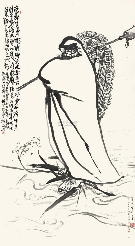 圆霖 一苇渡江 立轴