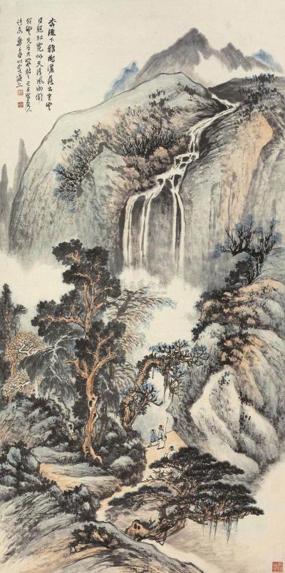 郑午昌 1949年作 重泉幽壑图 立轴
