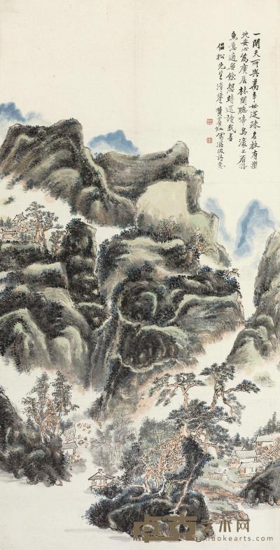 黄宾虹 沤波诗意图 镜片 116×57cm