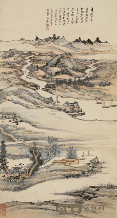 张大千 1946年作 江山无尽图 立轴 131.8×70.5cm