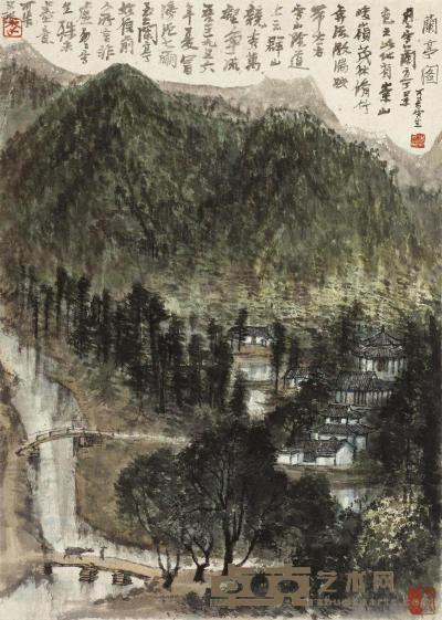 李可染 1956年作 兰亭图 镜片 62×44.5cm