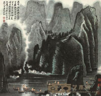 李可染 1981年作 清漓泛舟 镜片 99×94cm