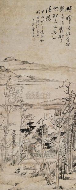 李育 日春晖 屏轴
