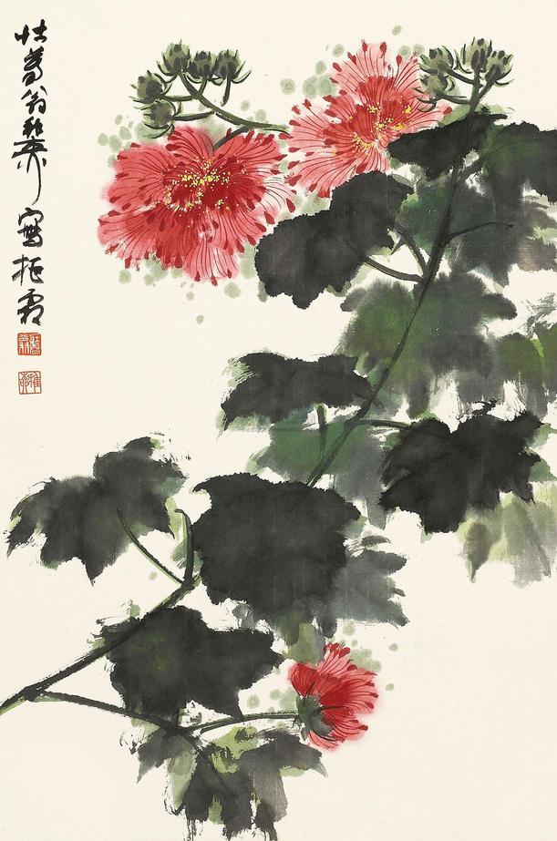 谢稚柳 芙蓉拒霜 镜心