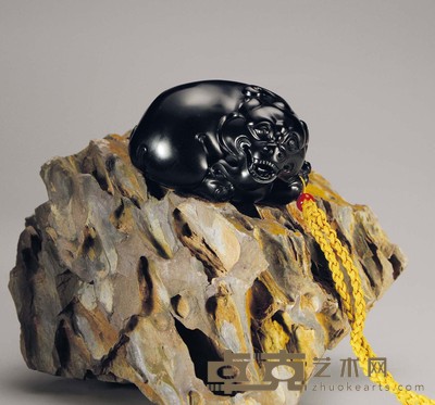 范同生 鸿运瑞兽 墨玉把件 77×64×43mm