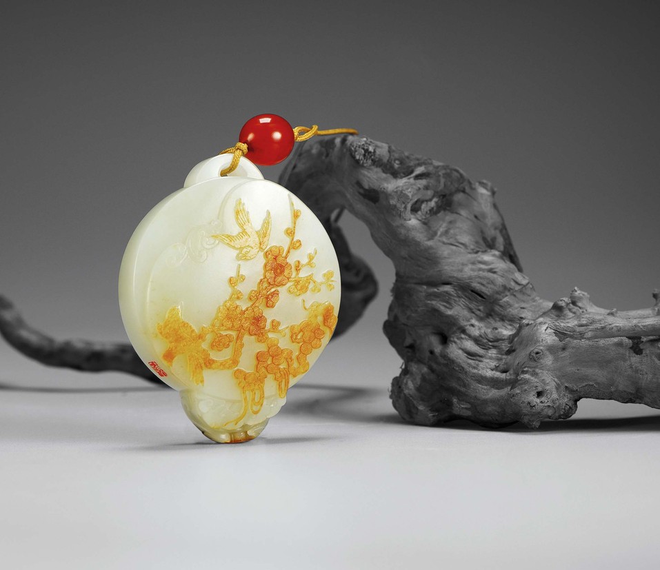 陈健 花好月圆 白玉把件