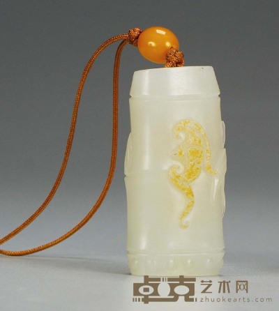 吴银福 祝告祈福 白玉挂件 43×21×14mm