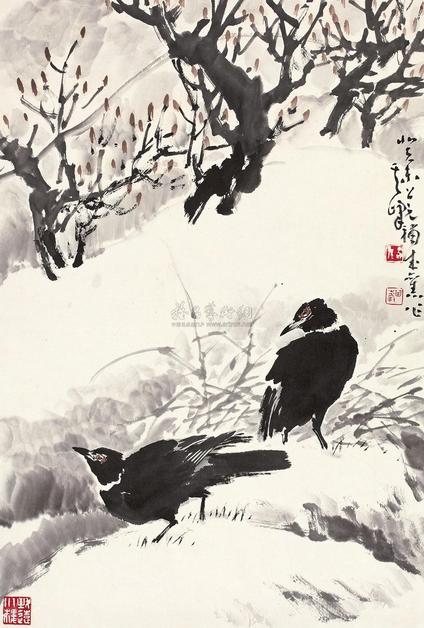 孙其峰 癸未（2003年）作 寒鸦图 镜心