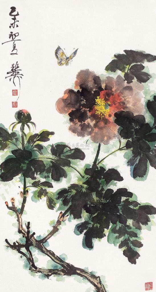 谢稚柳 己未（1979年）作 蝶恋花 镜心