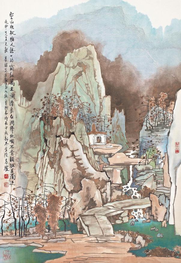 方骏 甲戌(1994年)作 一片霜红万木稠 镜心