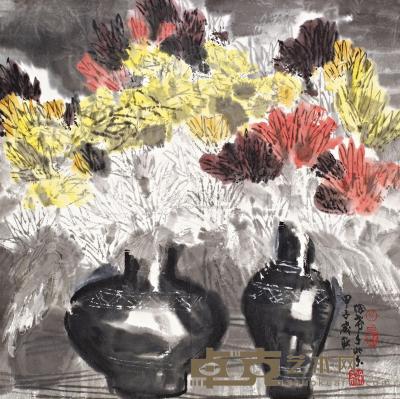 徐希 甲子(1984年)作 瓶花缤纷 立轴 67×67.5cm