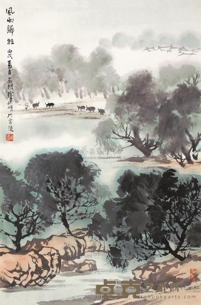 徐建明 风雨归牧 镜片 69×45cm