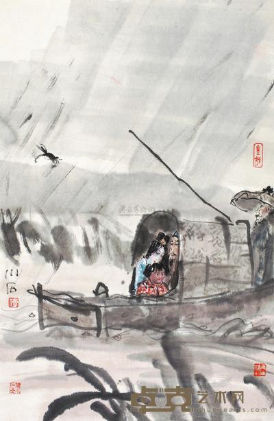 傅小石 回娘家 镜片 69×45cm